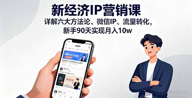 新经济IP营销课：详解六大方法论、微信IP、流量转化，新手90天实现月入10w-泱泱学习社