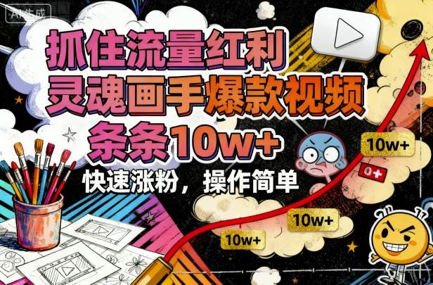 抓住流量红利，灵魂画手爆款视频，条条10w+，快速涨粉，操作简单-泱泱学习社