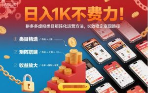 日入1K不费力!拼多多虚拟类目矩阵化运营方法,长效稳定变现路径-泱泱学习社