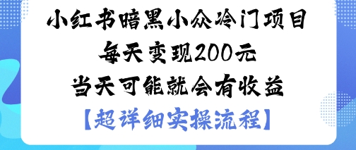 小红书暗黑小众冷门项目每天变现2张当天可能就会有收益-泱泱学习社