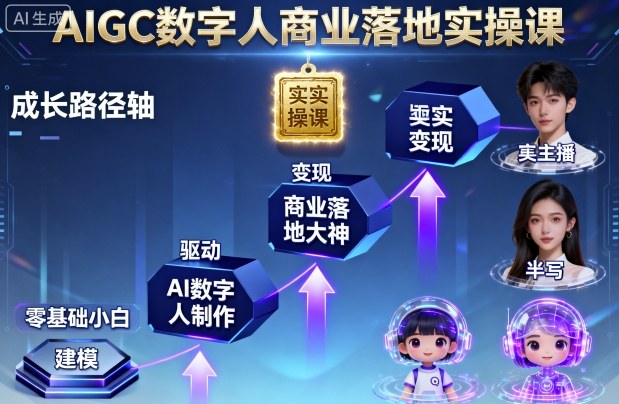 AIGC数字人商业落地实操课，从零基础小白到AI数字人大神-泱泱学习社