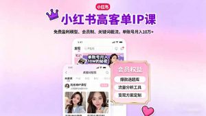 小红书高客单IP课，免费盈利模型、会员制、关键词截流，单账号月入10万+-泱泱学习社