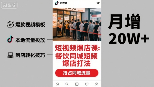 短视频爆店课，餐饮同城短视频爆店打法-泱泱学习社