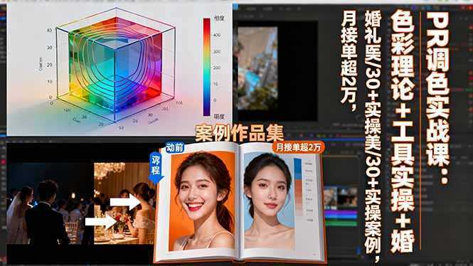 PR调色实战课：色彩理论+工具实操+婚礼医美/30+实操案例，月接单超2万-泱泱学习社
