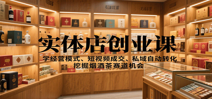图片[1]-实体店创业课：学经营模式、短视频成交、私域自动转化，挖掘烟酒茶赛道机会-泱泱学习社