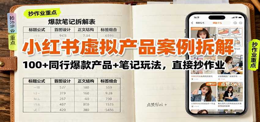 小红书虚拟产品案例拆解：100+同行爆款产品+笔记玩法，直接抄作业-泱泱学习社