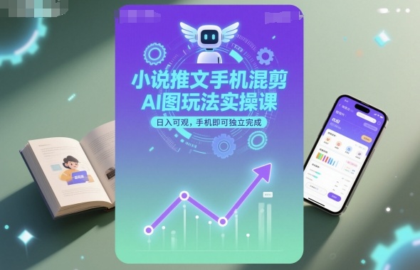 小说推文手机混剪AI图玩法实操课，日入可观，手机即可独立完成-泱泱学习社