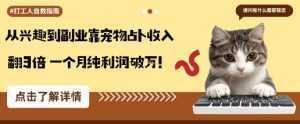 从兴趣到副业靠宠物占卜收入翻3倍一个月纯利润破W-泱泱学习社