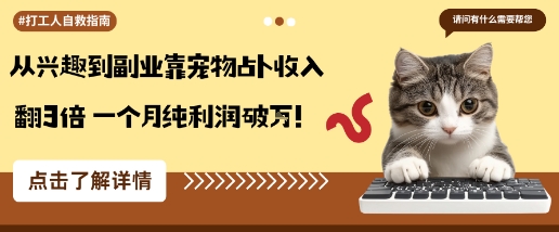 从兴趣到副业靠宠物占卜收入翻3倍一个月纯利润破W-泱泱学习社