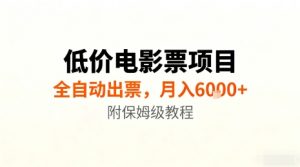 低价电影票项目，全自动出票，月入6k+，附保姆级教程【揭秘】-泱泱学习社