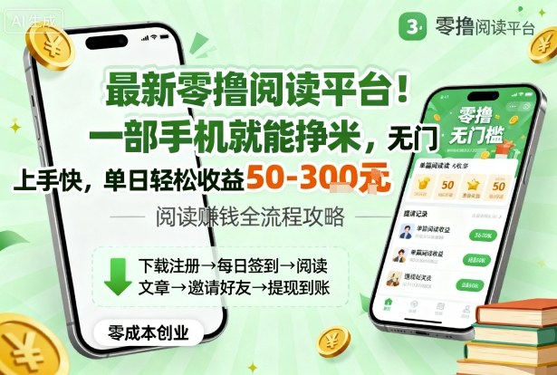 最新零撸阅读平台！一部手机就能挣米，无门槛上手快，单日轻松收益50-3张【揭秘】-泱泱学习社