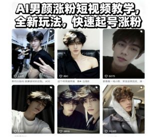 AI男颜涨粉短视频教学，全新玩法，快速起号涨粉-泱泱学习社