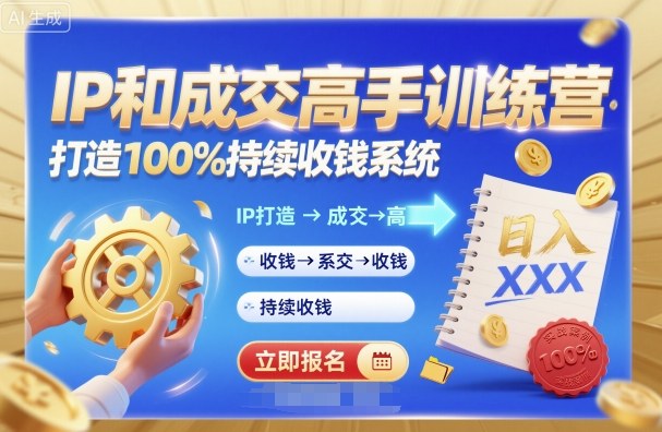 带你成为IP和成交高手的训练营，打造100%持续收钱系统-泱泱学习社