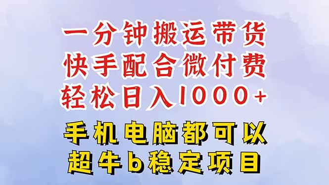 快手黑科技一分钟搬运带货，一刀不剪过原创，微付费投流玩法，轻松日入…-泱泱学习社