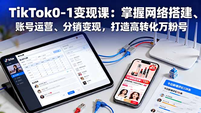 TikTok0-1变现课:掌握网络搭建、账号运营、分销变现,打造高转化万粉号-泱泱学习社
