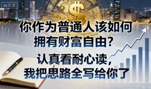 付费文章：你作为普通人该如何拥有财富自由？认真看耐心读，我把思路全写给你了-泱泱学习社