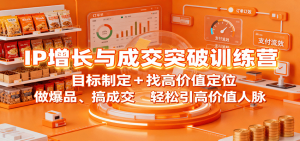 IP增长与成交突破训练营:目标制定+找高价值定位,做爆品、搞成交,轻松引高价值人脉-泱泱学习社