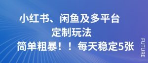 小红书、闲鱼及多平台定制玩法简单粗暴！每天稳定5张-泱泱学习社