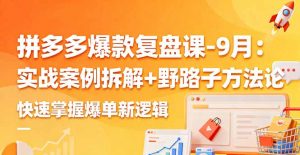 拼多多爆款复盘课-9月：实战案例拆解+野路子方法论，快速掌握爆单新逻辑-泱泱学习社