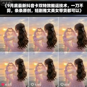 9月底最新抖音卡双特效搬运技术，一刀不剪，条条原创，短剧推文美女带货都可以-泱泱学习社