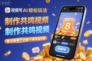 视频号AI轻松玩法,制作共鸣视频,每日简单产出数十条收益8张-泱泱学习社