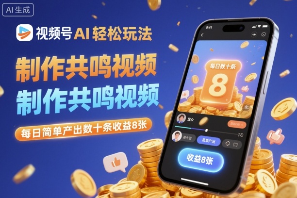 视频号AI轻松玩法,制作共鸣视频,每日简单产出数十条收益8张-泱泱学习社