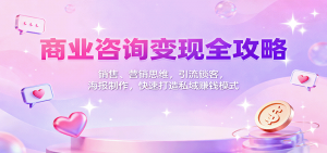 商业咨询变现全攻略：销售、营销思维，引流锁客，海报制作，快速打造私域赚钱模式-泱泱学习社