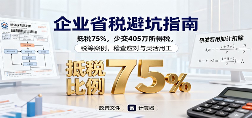 企业省税避坑指南:抵税75%,少交405万所得税,税筹案例,稽查应对与灵活用工-泱泱学习社