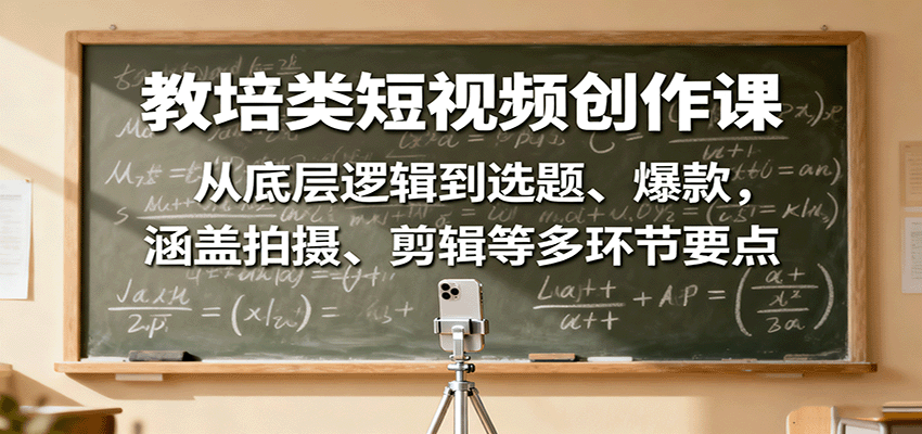 图片[1]-教培类短视频创作课：从底层逻辑到选题、爆款，涵盖拍摄、剪辑等多环节要点-泱泱学习社