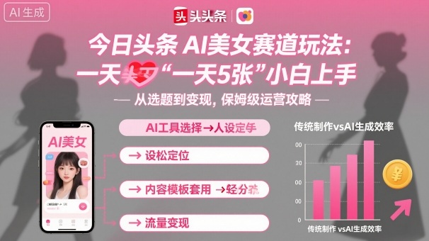 今日头条AI美女赛道玩法，一天轻松5张，小白轻松上手-泱泱学习社
