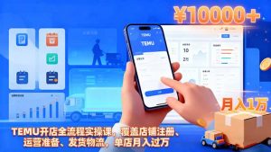 TEMU开店全流程实操课,覆盖店铺注册、运营准备、发货物流,单店月入过万-泱泱学习社