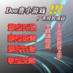 抖音小游戏广告推广项目，2025最新实测落地，单日收益300+-泱泱学习社