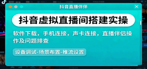 抖音虚拟直播间搭建实操、软件下载，手机连接，声卡连接，直播伴侣操作及问题排查-泱泱学习社