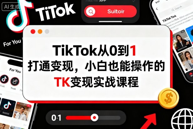 TikTok从0到1打通变现,小白也能操作的TK变现实战课程-泱泱学习社