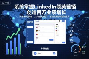 系统掌握LinkedIn领英营销，创造百万业绩增长，从思维到获客，从沟通到成交，系统化提升外贸能力-泱泱学习社