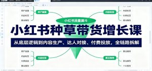 小红书种草带货增长课：从底层逻辑到内容生产、达人对接、付费投放，全链路拆解-泱泱学习社