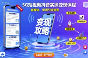 5G短视频抖音实操变现课程，自媒体，无谓引流变现-泱泱学习社