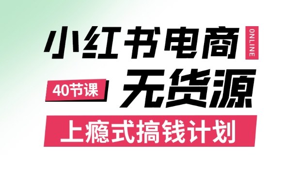 小红书无货源电商课程，上瘾式搞钱计划，不论月薪3k还是3W都应该学的賺钱技巧-泱泱学习社