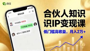 合伙人知识IP变现课，微信生态,内容创作与爆款打造,全网引流，新手月入2w+-泱泱学习社