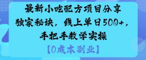 最新小吃配方项目分享独家秘诀，线上单日5张，手把手教学实操-泱泱学习社