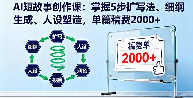 AI短故事创作课：掌握5步扩写法、细纲生成、人设塑造，单篇稿费2000+-泱泱学习社