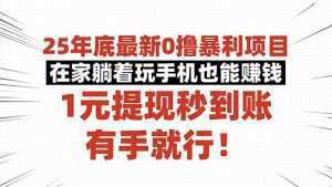 25年底最新0撸暴利项目，在家躺着玩手机也能赚钱，1元提现秒到账，有手...-泱泱学习社