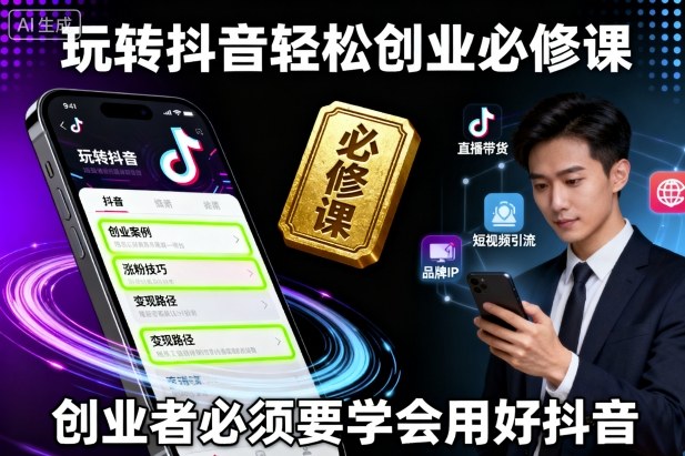 玩转抖音轻松创业必修课，创业者必须要学会用好抖音-泱泱学习社