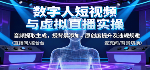 数字人短视频与虚拟直播实操，音频提取生成，背景添加，原创度提升及违规规避-泱泱学习社