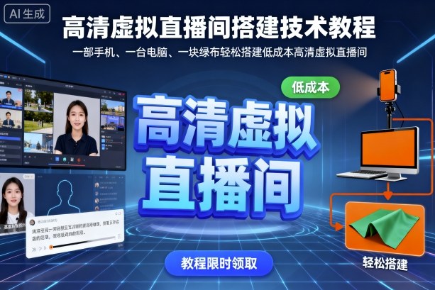 高清虚拟直播间搭建技术教程，一部手机、一台电脑、一块绿布轻松搭建低成本高清虚拟直播间-泱泱学习社