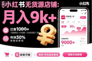 小红书无货源店铺项目，简单易上手，月入9k+，保姆级教程-泱泱学习社
