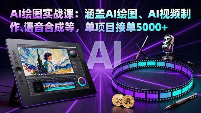 AI绘图实战课：涵盖AI绘图、AI视频制作、语音合成等，单项目接单5000+-泱泱学习社