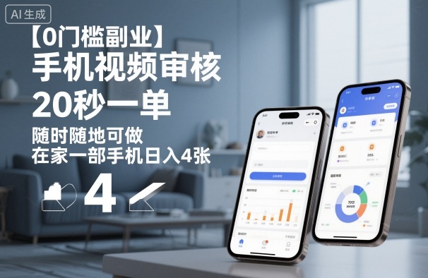 【0门槛副业】手机视频审核，20秒一单，随时随地可做，在家一部手机日入4张【揭秘】-泱泱学习社