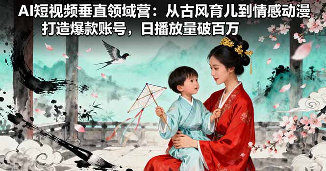 AI短视频垂直领域营：从古风育儿到情感动漫，打造爆款账号,日播放量破百万-泱泱学习社