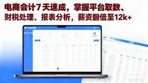 电商会计7天速成，掌握平台取数、财税处理、报表分析，薪资翻倍至12k+-泱泱学习社